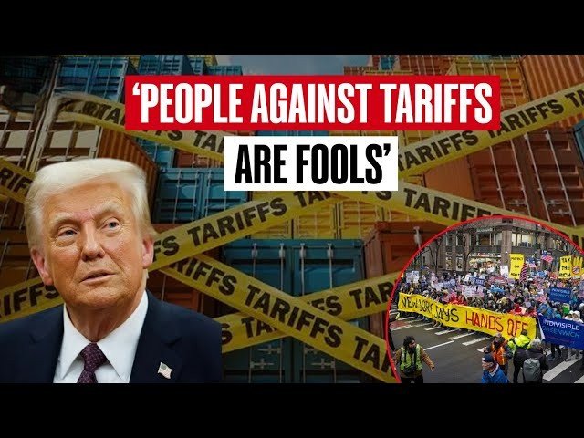 Protest against tariffs with containers